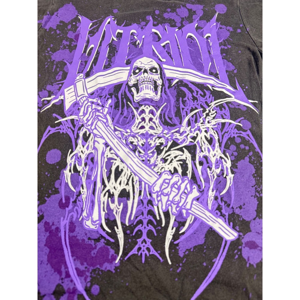 Vitriol Mens Small Grim Reaper Graphic Tee Purple Black Streetwear T-Shirt